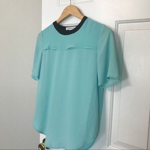 BCBGeneration teal blue yoke overlay blouse - Picture 3 of 8